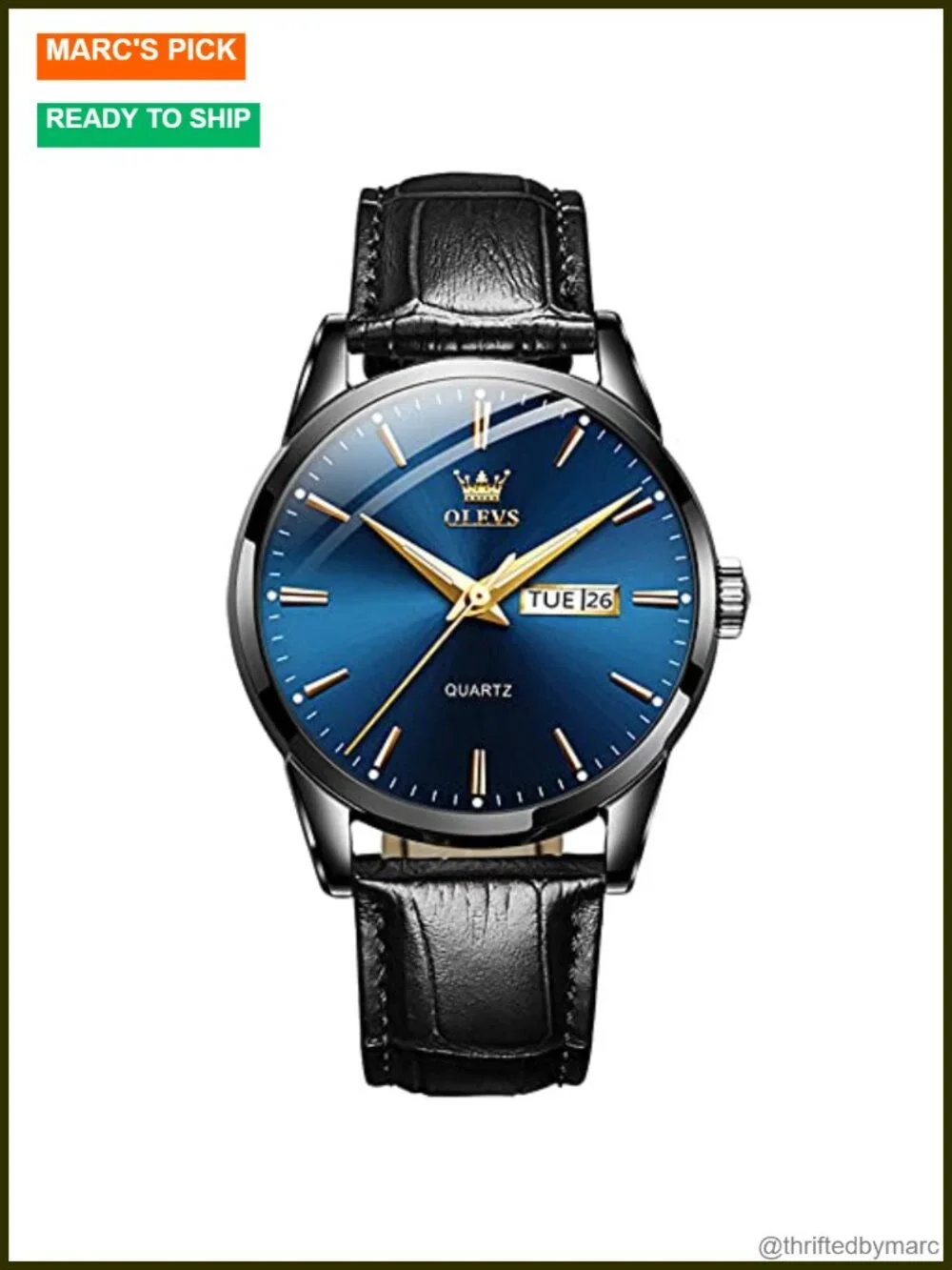 Men's Simple Dress Watch with Day and Date, Luminous Hands, Quartz Movement,